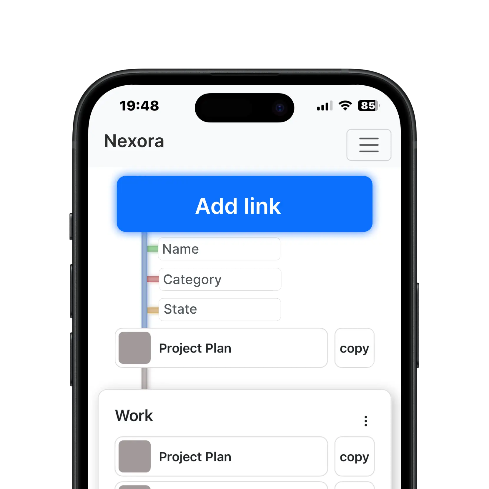 Nexora bookmark manager interface